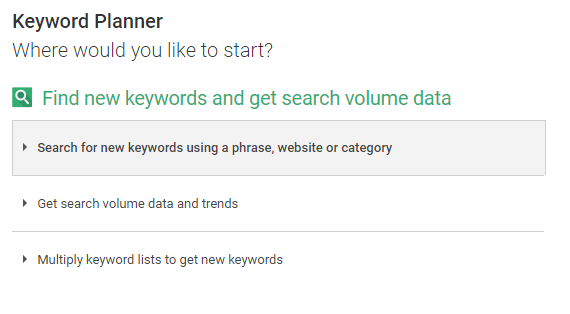 Where would you like to start - Keyword Planner