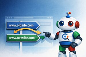 a friendly robot demonstrating changing URLS